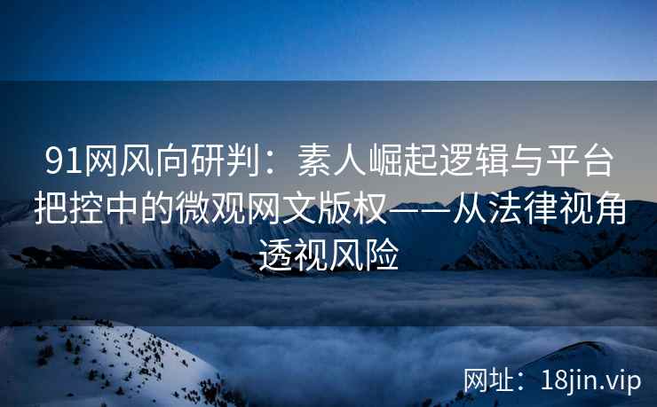 91网风向研判：素人崛起逻辑与平台把控中的微观网文版权——从法律视角透视风险