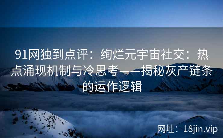 91网独到点评：绚烂元宇宙社交：热点涌现机制与冷思考——揭秘灰产链条的运作逻辑